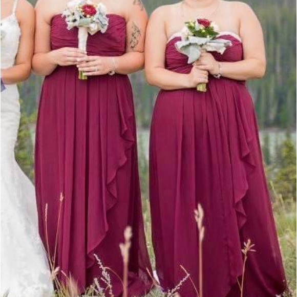 Wine strapless bridesmaid / formal dress - Picture 3 of 3